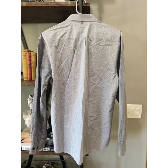 Elie Tahari Classic Fit Button Up Checkered Dress Shirt Black White Mens Size La - Picture 3 of 6